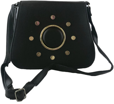 

Ferishta Circular studds Sling Bag(Black, 1 L)
