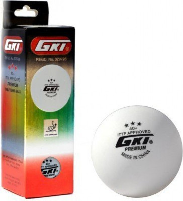 GKI Premium 3 Star 40 Table Tennis Ball, Box of 3 (White) Tennis Ball(Pack of 3, White)
