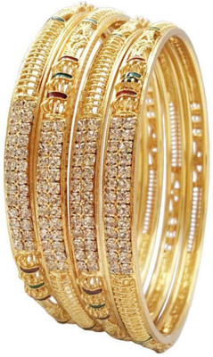 Jewar Mandi Brass Gold-plated Bangle Set(Pack of 4)