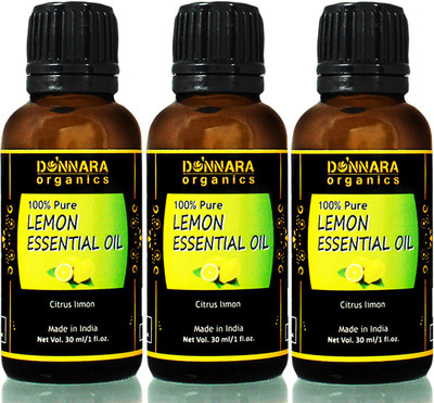 

Donnara Organics 100% Pure Lemon Essential oil- Natural & Undiluted Combo pack of 3 bottles of 30 ml(90 ml)(90 ml)