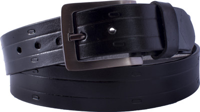 

U+N Men Casual Black Genuine Leather Belt