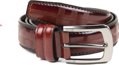 

Cyclone Men Party Brown Genuine Leather Belt, Red