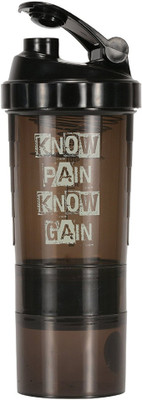 

VOLCO 3-in-1 Gym Protein Shaker Bottle with Storage 500 Shaker(Pack of 1, Black), White