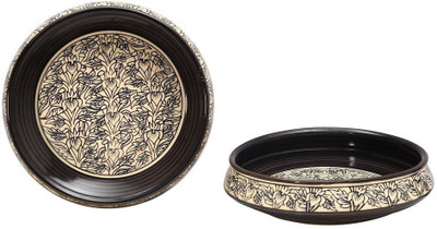 

caffeine Decorative Bowl 11 Inch in Black Peru Handmade Ceramic Bowl Set(Black, Pack of 2)
