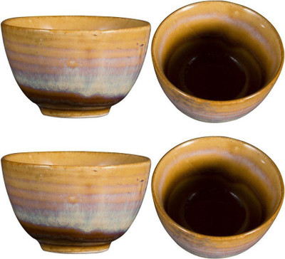 

caffeine Dining Dessert Bowl in Mustard Studio Ceramic Bowl Set(Brown, Pack of 4)
