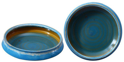 

caffeine Decorative Bowl 10 Inch in Arctic Blue Studio Handmade Ceramic Bowl Set(Blue, Pack of 2)