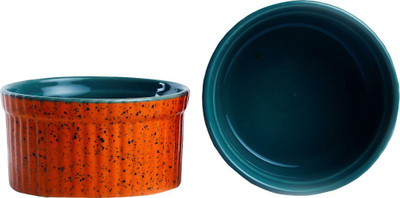 

Caffeine Handmade Small & Stout Pudding Dessert Bowls (Set of 2) Stoneware Bowl Set(Orange, Green, Pack of 2)