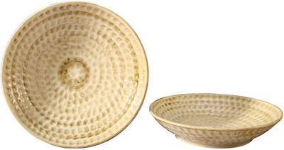 

caffeine White Cripple Stoneware Bowl Set(Beige, Pack of 2)