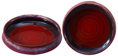 

caffeine Decorative 11 Inch in Arctic Maroon Studio Handmade Ceramic Bowl Set(Maroon, Pack of 2)