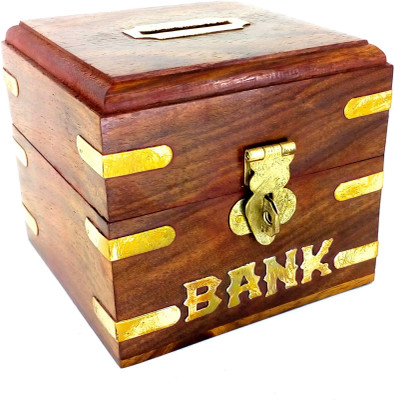 

VA Antiques Box Shape Coin Bank(Brown)
