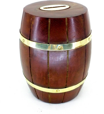 

VA Antiques Barrel shape Coin Bank(Brown)