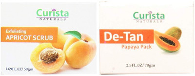 

Curista Naturals Apricot Face Scrub & De Tan Papaya Face Pack For Glowing Skin For Men & Women Combo(Set of 2)