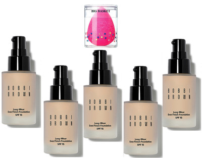 

big Basket SPONGE PUFF , Bobbi Brown Long Wear Even Finish Liquid Foundation (SET OF 5)(Set of 6)