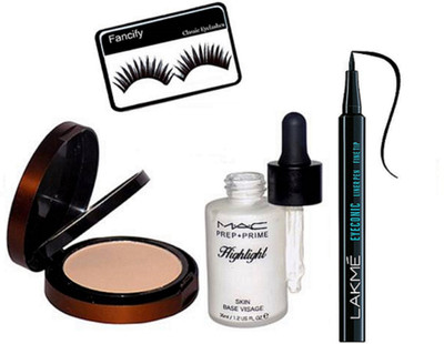 

fancify Eyelashes&Mac Prep+Prime Highlighter&Two Way Compact&Eyeconic Pen Eyeliner(Set of 4)