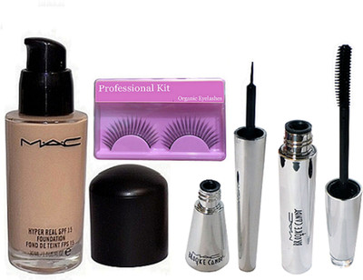 

Professional kit Eyelashes & Hyper Real SPF 15 Foundation, Brookcandy Eyeliner With Mascara(Set of 4)