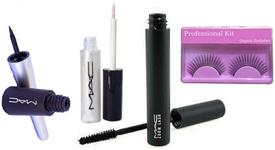 

Professional kit Eyelashes & Mac Zoom Lash Mascara & Eyeliner With Gliter Eyeliner(Set of 4)