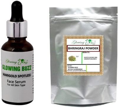 

Glowing Buzz Combo of marigold serum and bhringraj powder(Set of 2)