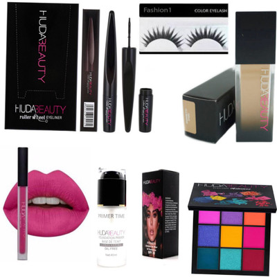 

FASHION 1 Huda beauty combo set lipstick ,with eyeliner masacara foundtion ,primer eyelice eyeshedwo set 8(Set of 8)