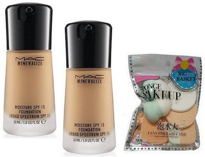

big Basket SPONGE PUFF COMBO WITH MAC MINERALIZE MOISTURE FOUNDATION (SET OF 2)(Set of 3)