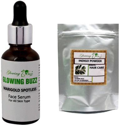 

Glowing Buzz Combo of marigold serum and indigo powder(Set of 2)