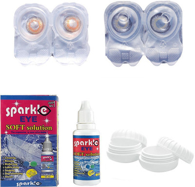 Sparkle Eye Combo Pack Choco Brown & Grey Monthly(0, Colored Contact Lenses, Pack of 4)