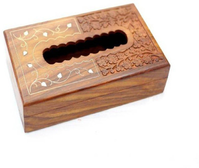 

Handicraft 1 Compartments Wooden Tissue holder box(Brown)