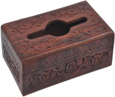 

Handicraft 2 Compartments Wooden Tissue holder box(Brown)
