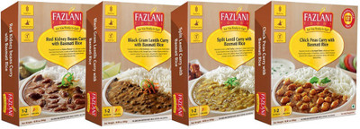 

Fazlani Foods Ready To Eat Black Gram Lentils Curry | Split Lentil Curry | Red Kidney Beans Curry | Chick Peas Curry with Basmati Rice Combo(Black Gram Lentils Curry with Basmati Rice-300g, Split Lentil Curry with Basmati Rice-300g, Red Kidney Beans Curry