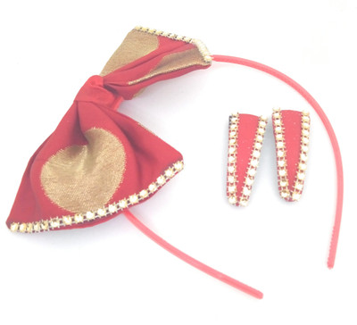 

SKD Baby Girls Red Polka dots Bow Children’s Hair Band and Clip set for Weddings & special Occasion Kids Hair Accessories Hair Accessory Set(Red)