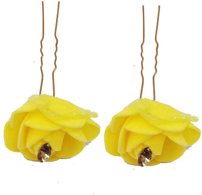 

fashion hub brand yellow flower hair pin for lady Hair Pin(Yellow)