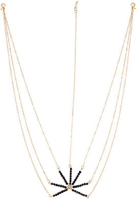 

FemNmas Black Beads Head Chains Hair Chain(Gold)