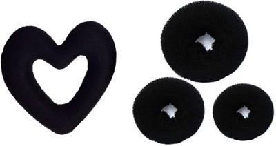 

AJ 3 Pieces Hair Donut Bun Maker Hair Ring Styler Maker Round Chignon for Women, Black Bun Hair Accessory Set Bun (Black) 1 PCS HEART SHAPE DONUT Bun(Black)