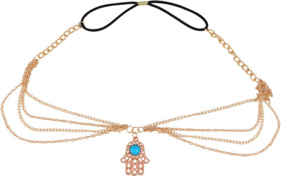 

FemNmas Vintage Bohemian Hand Symbol Head Chain For Girls & Women Fancy Party Wear Hair Chain(Gold)