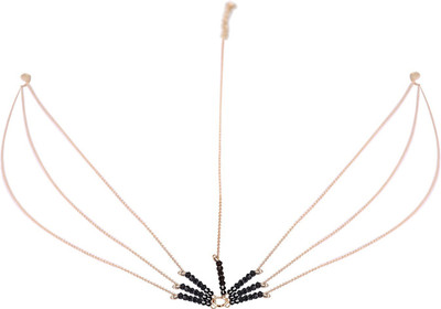 

FemNmas Black Beads Head Chains Hair Chain(Gold)