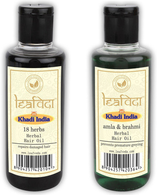 

leaf veda Khadi 18 herbs Hair oil 210ml + Amla & Bhramhi Hair Oil 210ml Hair Oil(420 ml)