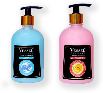 

Vessel Natural Liquid Handwash, Melon Citrus & Aqua, 500 ml x 2 Combo Pack(500 ml, Pump Dispenser, Pack of 2)