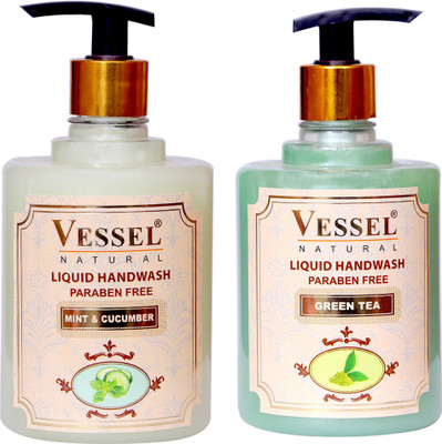 

Vessel Natural Paraben Free Premium Liquid Handwash, Green Tea & Mint & Cucumber(500 ml, Pump Dispenser, Pack of 2)