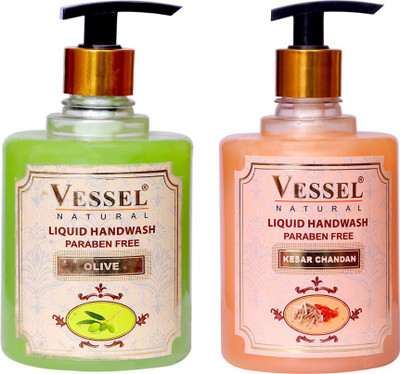 

Vessel Natural Paraben Free Premium Liquid Handwash, Kesar Chandan & Olive, 500 ml x 2 Combo Pack(500 ml, Pump Dispenser, Pack of 2)