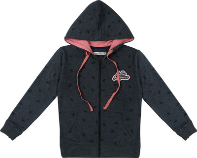 

Palm Tree Full Sleeve Printed Baby Girl's Jacket, Anthra melange(c206)