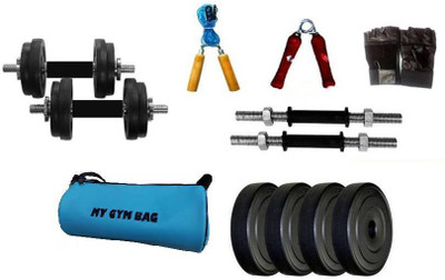 

Monika Sports 4 plates of 1 kg each + 2 dumbell rods +handgrip+skippingrope+gymgloves+gymbag Gym & Fitness Kit