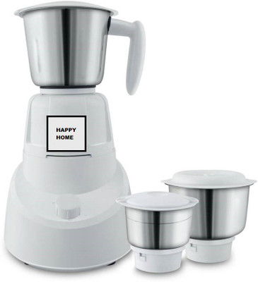 

HAPPY HOME Fighter mixer grinder II 500W II 3 Jar II Computer designed blades II 100% Copper II Unbreakable II International product 500 Mixer Grinder(White, 3 Jars)