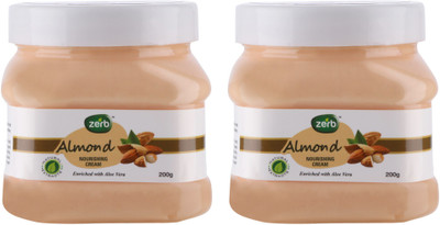 

Zerb Almond Nourishing Cream Natural Extract Enriched With Aloe Vera Make Your Skin Soft - Pack Of 2 (200 gm Each)(200 g)