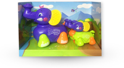 

ToyVilla Funny Cute Elephant Family toy with music, light and action for kids(Multicolor)