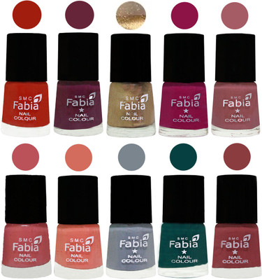 

FABIA 6ml Matte Multi Color Nail Polish / Long Lasting / Nail Art Matte Nail Polish172 Shock Orange Red-Mulberry-Gold-Raspberry-Lip-Bazooka Joe-Light Peach-Wild Gray Yonder-Dark Green-Dark Nude(Pack of 10)