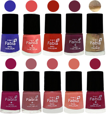 

FABIA 6ml Matte Multi Color Nail Polish / Long Lasting / Nail Art Matte Nail Polish102 Shock Blue-Salmon-Shock Orange Red-Mulberry-Gold-Raspberry-Lip-Bazooka Joe-Light Peach-Pure Wine(Pack of 10)