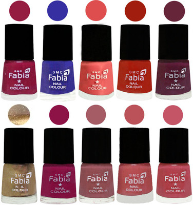 

FABIA 6ml Matte Multi Color Nail Polish / Long Lasting / Nail Art Matte Nail Polish62 Cherry Blossom-Shock Blue-Salmon-Shock Orange Red-Mulberry-Gold-Raspberry-Lip-Bazooka Joe-Light Pink(Pack of 10)