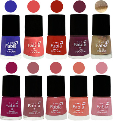 

FABIA 6ml Matte Multi Color Nail Polish / Long Lasting / Nail Art Matte Nail Polish83 Shock Blue-Salmon-Shock Orange Red-Mulberry-Gold-Raspberry-Lip-Bazooka Joe-Light Peach-Rose(Pack of 10)