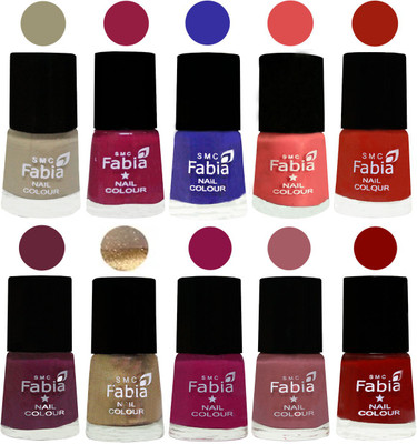 

FABIA 6ml Matte Multi Color Nail Polish / Long Lasting / Nail Art Matte Nail Polish16 Tan-Cherry Blossom-Shock Blue-Salmon-Shock Orange Red-Mulberry-Gold-Raspberry-Lip-Bold Red(Pack of 10)