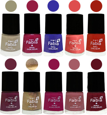 

FABIA 6ml Matte Multi Color Nail Polish / Long Lasting / Nail Art Matte Nail Polish25 Tan-Cherry Blossom-Shock Blue-Salmon-Shock Orange Red-Mulberry-Gold-Raspberry-Lip-Maroon(Pack of 10)