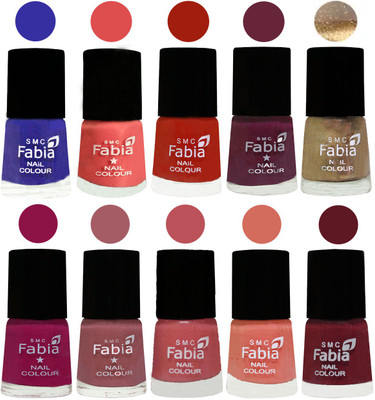 

FABIA 6ml Matte Multi Color Nail Polish / Long Lasting / Nail Art Matte Nail Polish98 Shock Blue-Salmon-Shock Orange Red-Mulberry-Gold-Raspberry-Lip-Bazooka Joe-Light Peach-Jam(Pack of 10)